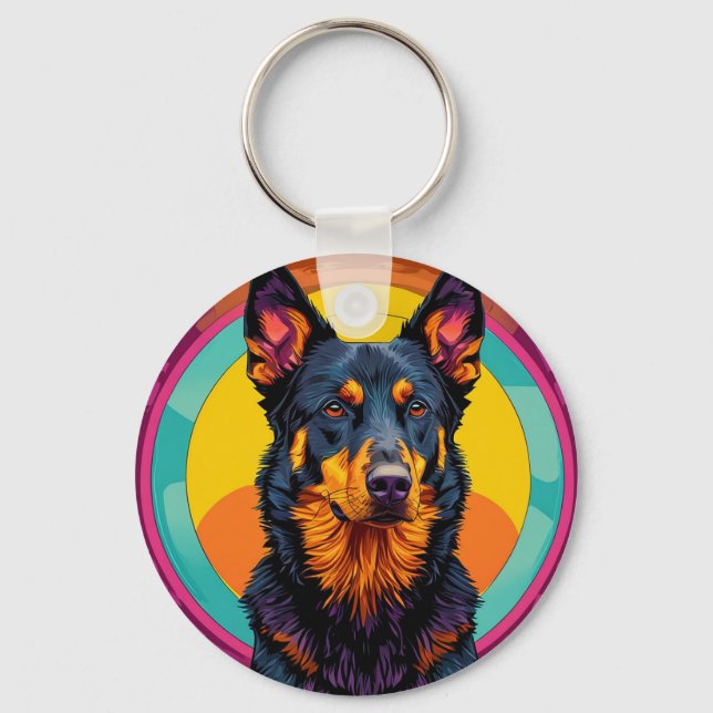 Beauceron dog Colorful Illustration Keychain (Front)