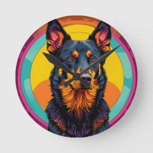 Beauceron dog Colorful Illustration Round Clock