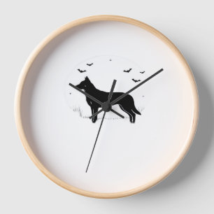 Beauceron Dog – Halloween Moon Silhouette Classic  Clock