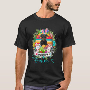 Beauceron Dog In Easter Eggs Basket Bunnies Happy T-Shirt