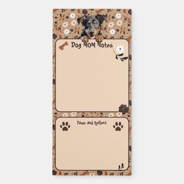 Beauceron Dog Mom Notes Paws & Reflect Magnetic Notepad (Front)