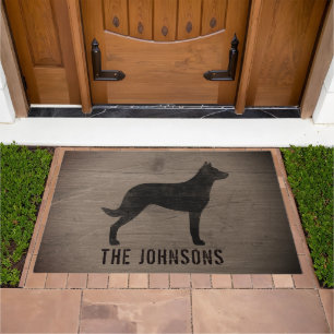 Beauceron Dog Silhouette Rustic Style Custom Doormat