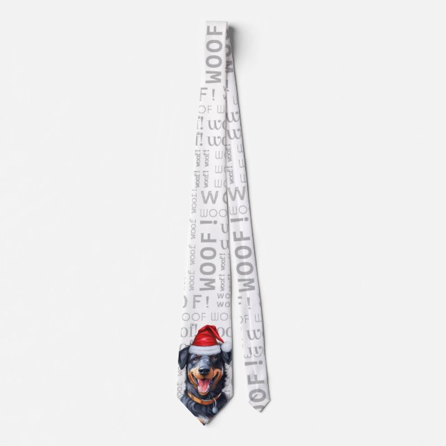 Beauceron Funny Woof Christmas Dog Lover Neck Tie (Front)