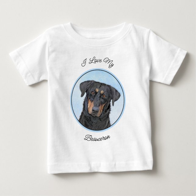Beauceron Painting - Cute Original Dog Art Baby T-Shirt (Front)