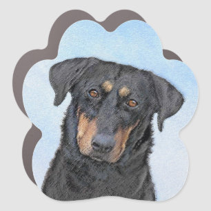 Beauceron Painting - Cute Original Dog Art Car Magnet