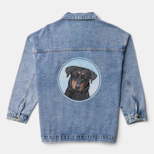 Beauceron Painting _ Cute Original Dog Art Denim Jacket