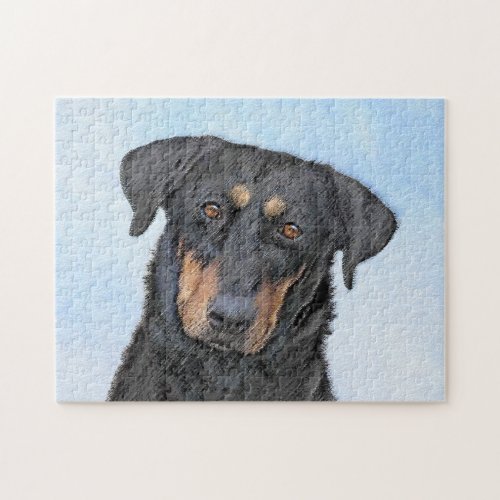 Beauceron Painting _ Cute Original Dog Art Jigsaw Puzzle