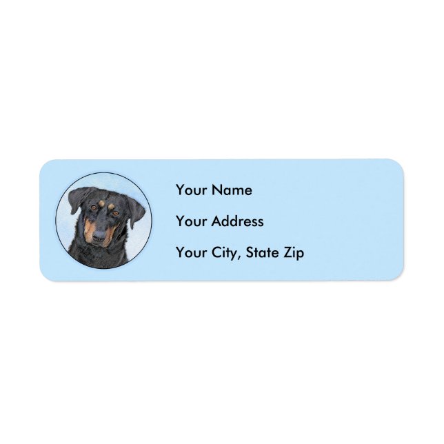 Beauceron Painting - Cute Original Dog Art Label (Front)