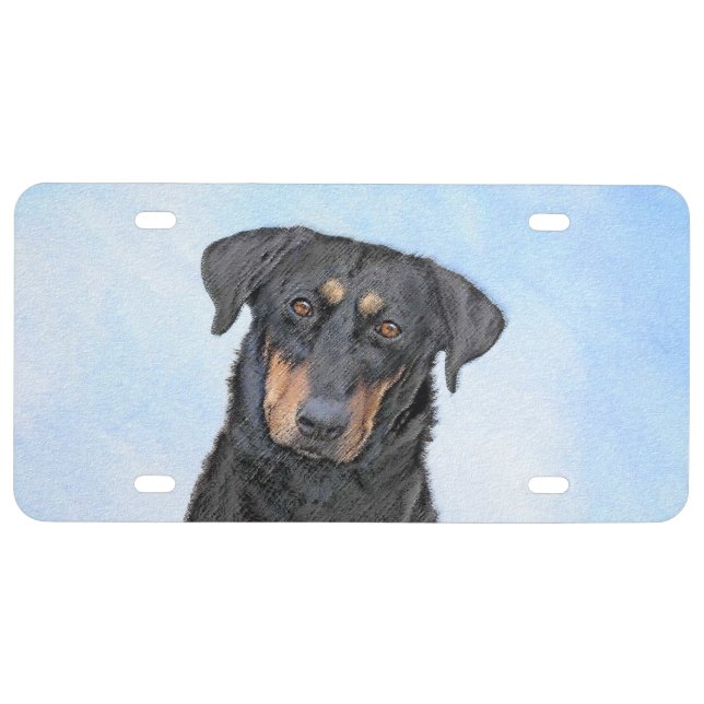Beauceron Painting - Cute Original Dog Art License Plate (Front)