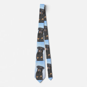 Beauceron Painting - Cute Original Dog Art Neck Tie