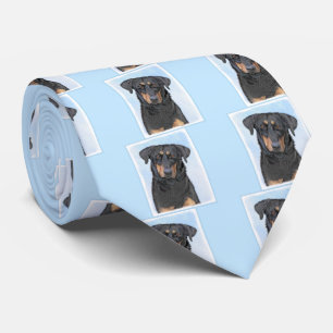 Beauceron Painting - Cute Original Dog Art Neck Tie