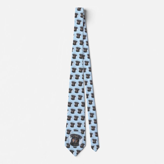Beauceron Painting - Cute Original Dog Art Neck Tie (Front)