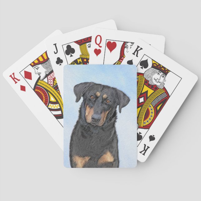Beauceron Painting - Cute Original Dog Art Poker Cards (Back)