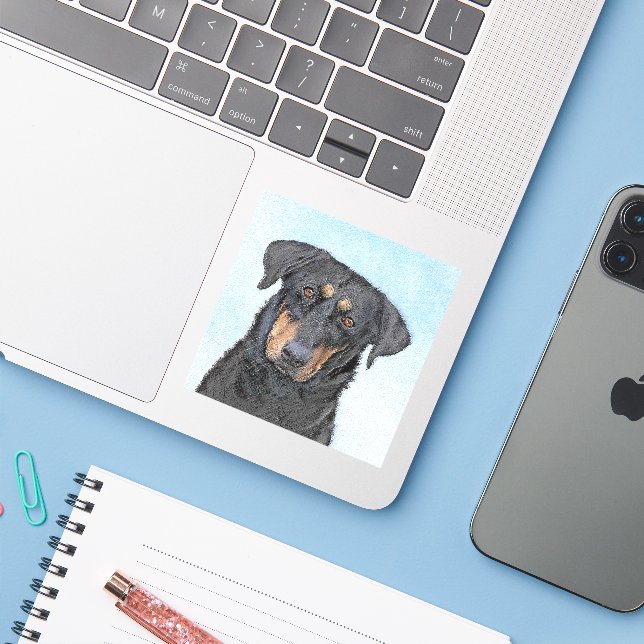Beauceron Painting - Cute Original Dog Art Sticker (Laptop w/ iPhone)