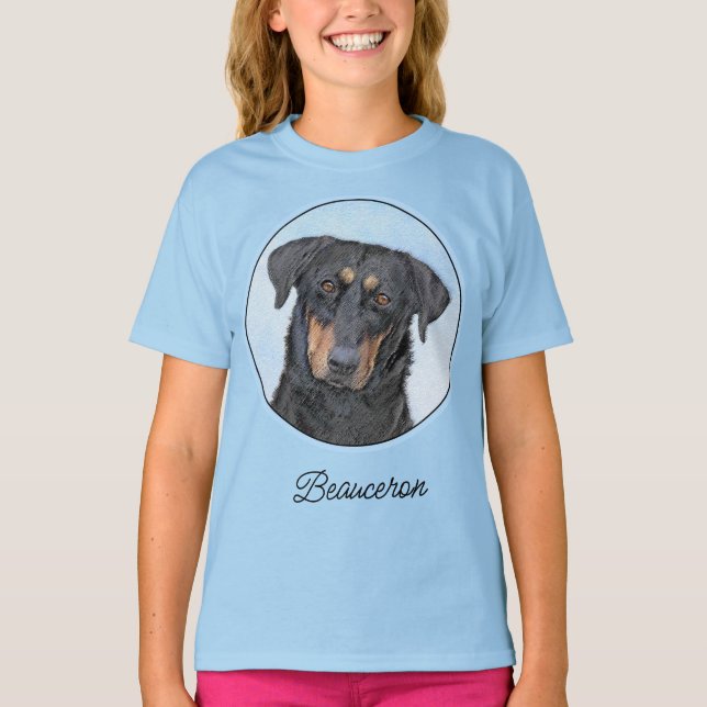Beauceron Painting - Cute Original Dog Art T-Shirt (Front)