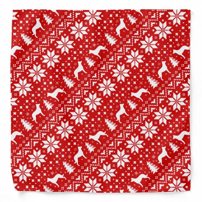 Beauceron Silhouettes Christmas Pattern Red Bandana (Front)
