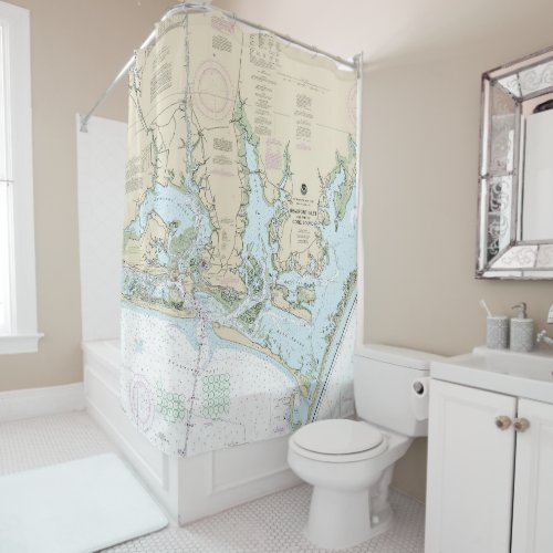 Beaufort Inlet and Part of Core Sound Chart Shower Curtain