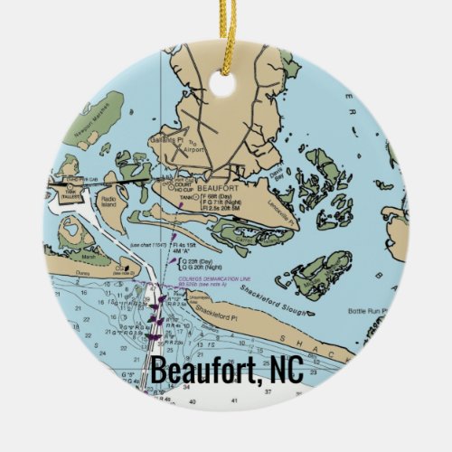 Beaufort NC Chart Ceramic Ornament