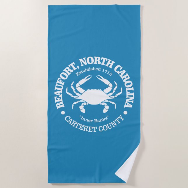 Beaufort NC (crab) Beach Towel (Front)