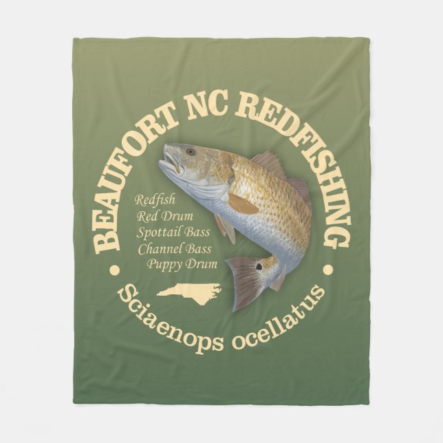 Beaufort NC (redfish) Fleece Blanket (Front)