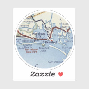 Beaufort NC Vintage Map Sticker