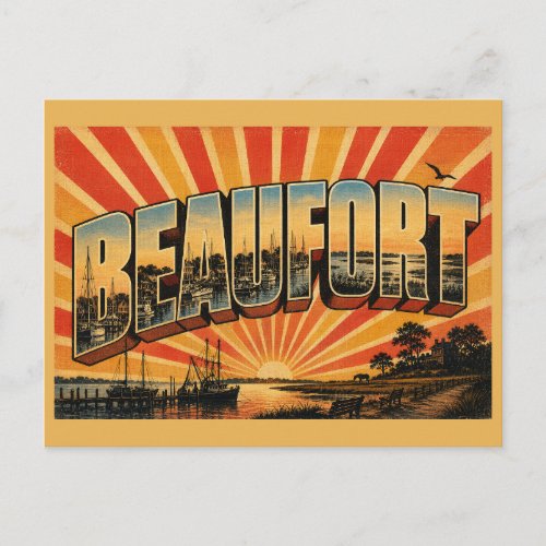 Beaufort North Carolina Harbor Creek Island Art Postcard