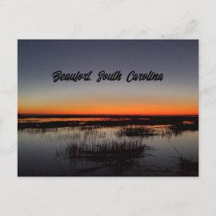 Beaufort South Carolina Lowcountry Vibrant Sunset Postcard