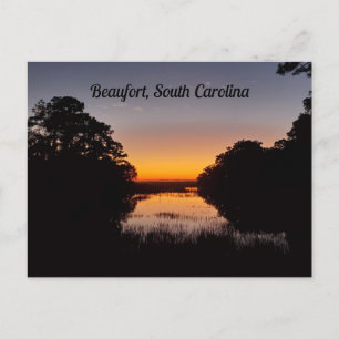 Beaufort South Carolina Marsh Sunset Over Water Postcard
