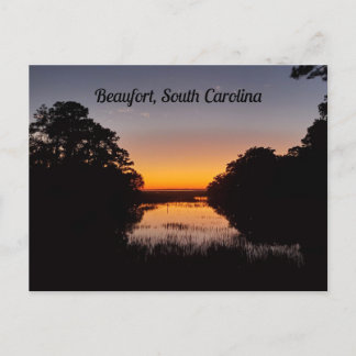 Beaufort South Carolina Marsh Sunset Over Water Postcard