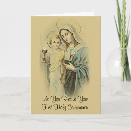 Beauitful Catholic First Holy Communion Holiday Card