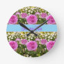 Beauitful Pink Roses and Daisies Floral Round Clock