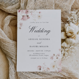 Beauitful Soft Blush Floral Wedding Invitation