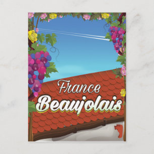 Beaujolais France wine travel poster Postcard