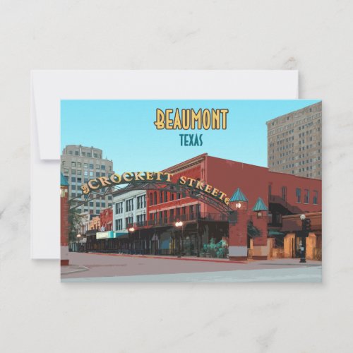 Beaumont Texas Downtown Crockett Street Flat Card