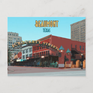 Beaumont Texas Downtown Crockett Street Postcard