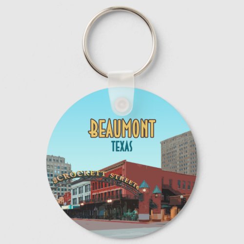 Beaumont Texas Downtown Crockett Street Vintage Keychain