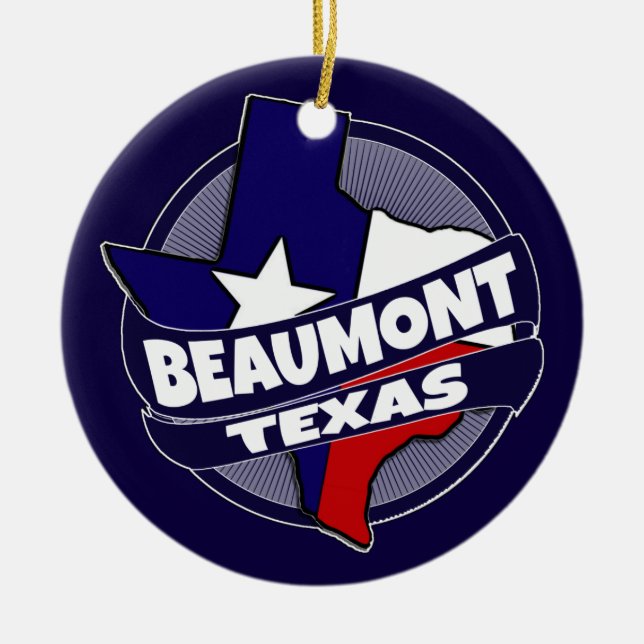Beaumont Texas flag burst holiday ornament (Front)
