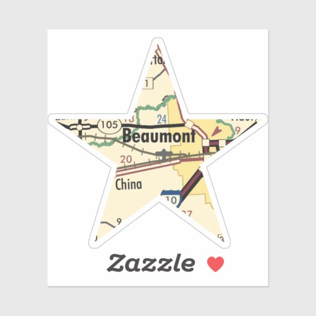 Beaumont TX Map Sticker (Sheet)