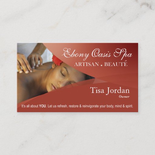 Customizable Beauté Salon Day Spa Massage Therapy Aromatherapy Business Card