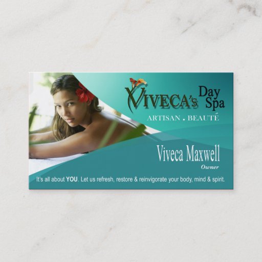 Customizable Beauté Salon Day Spa Massage Therapy Aromatherapy Business Card Template