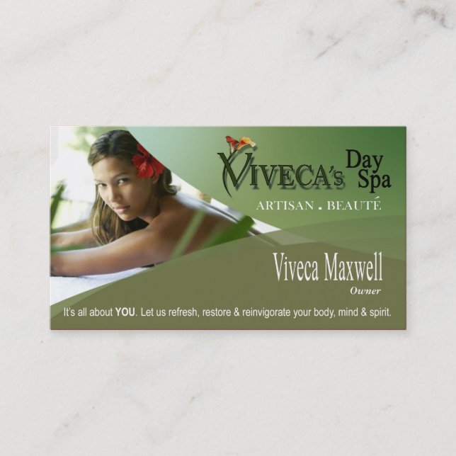 Beauté Salon Day Spa Massage Therapy Aromatherapy Business Card (Front)