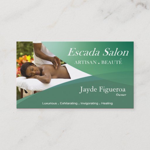 Customizable Beauté Salon Day Spa Massage Therapy Aromatherapy Business Card Template