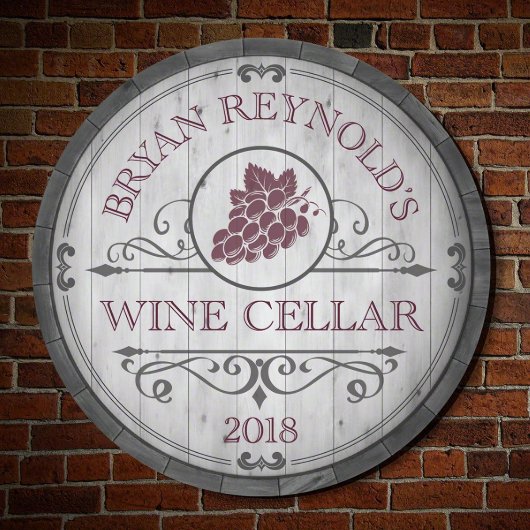 Beauteous Barrel Chardonnay Wine Cellar Sign (Front)