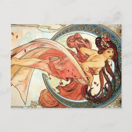 Beautful moon goddess in Red postcard