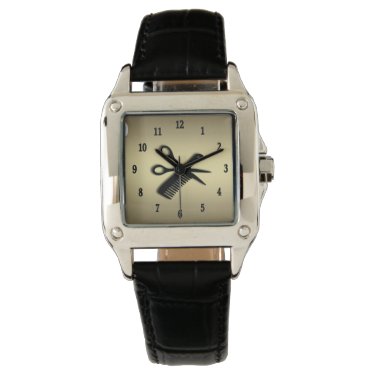 Beautician / Barber Design Gold with Black Numbers Wristwatch