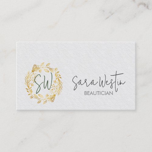 Beautician Beauty Monogram  Business Card