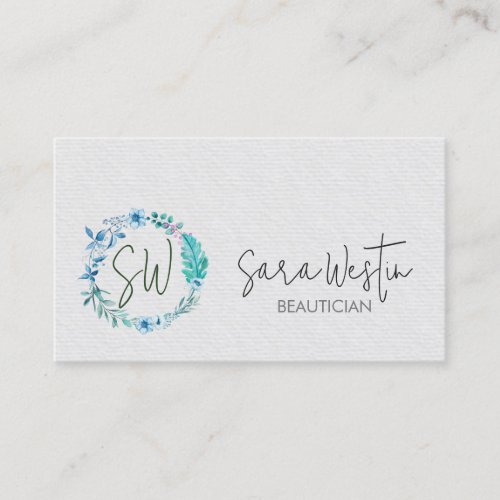 Beautician Beauty Monogram Business Card