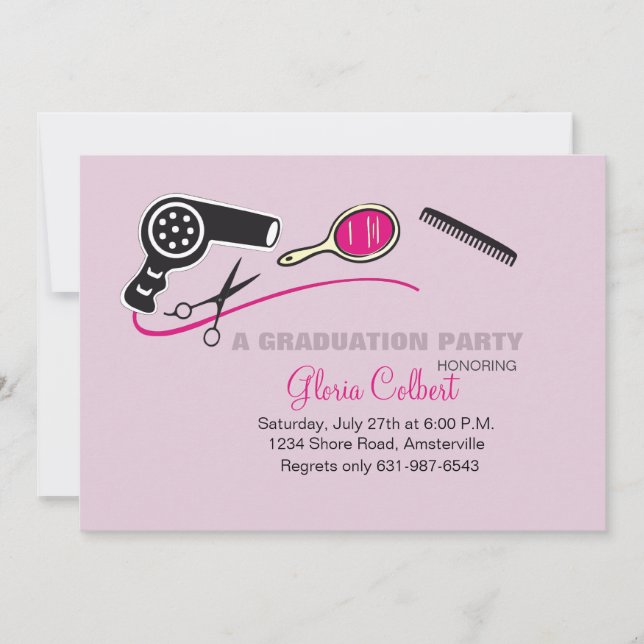 Beautician Beauty School Graduation Invites (Front)