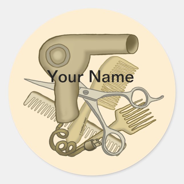 Beautician beige round sticker (Front)