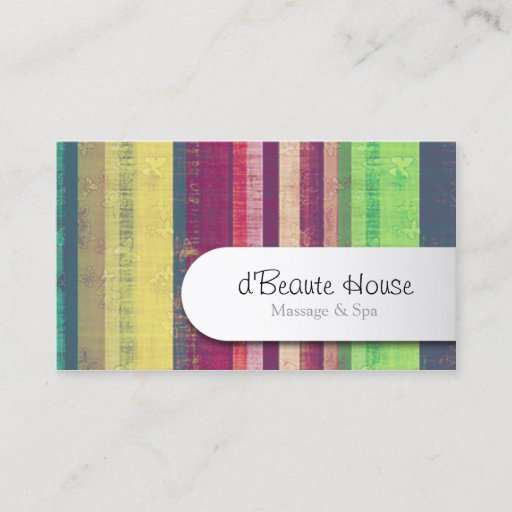 Customizable Beautician Business Card Butterfly Stripes